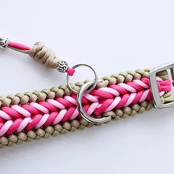 Lila Pawtique Macrame Style Adjustable Dog Collar Pinkish