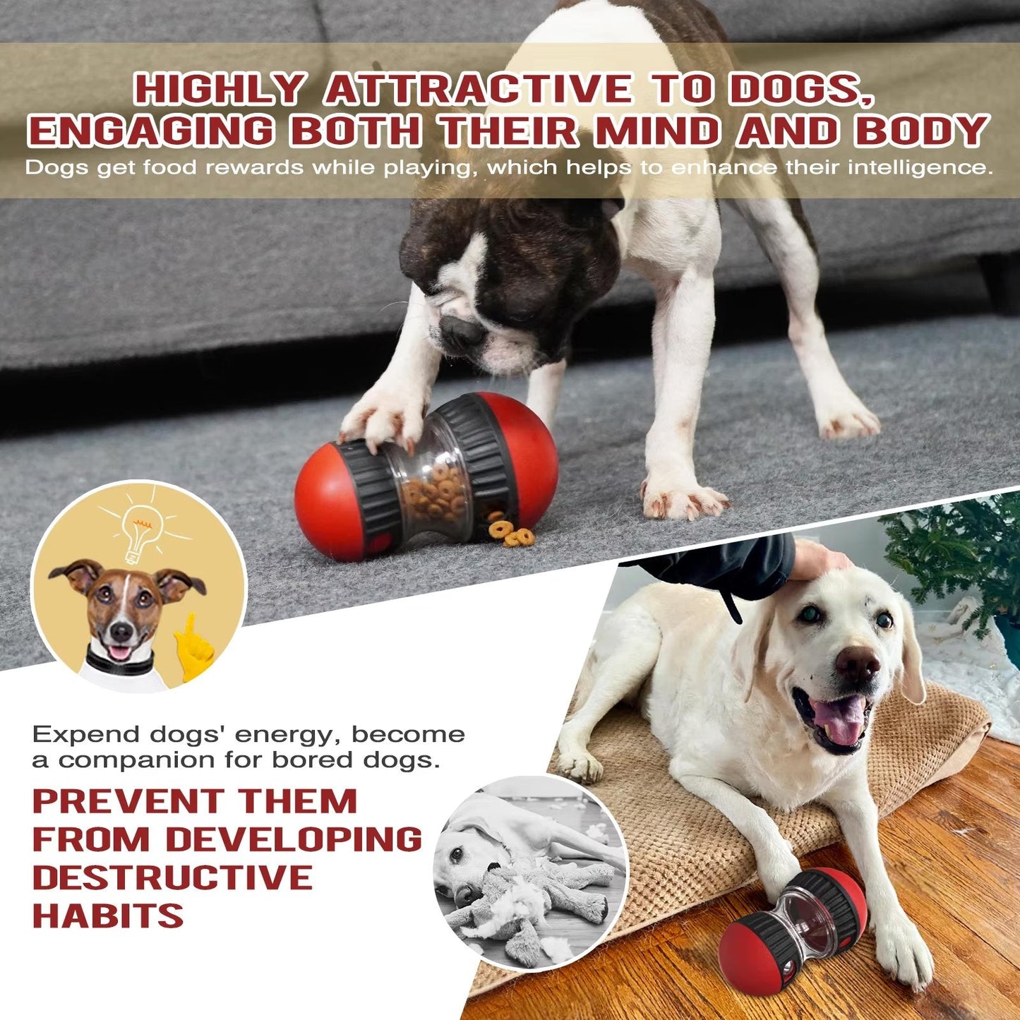 Interactive Slow Feeder Oval Toy – Dog Food Dispenser