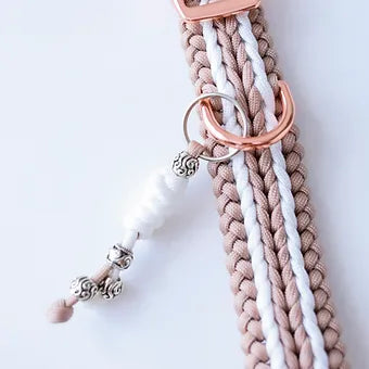 Lila Pawtique Macrame Style Adjustable Dog Collar Pink Rose