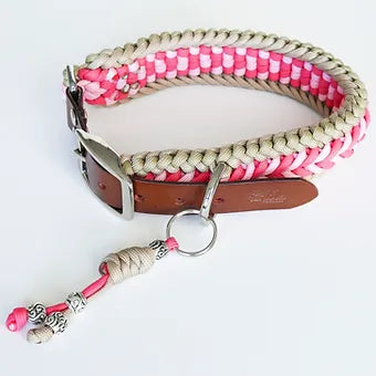 Lila Pawtique Macrame Style Adjustable Dog Collar Pinkish