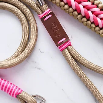 Lila Pawtique Luxury Paracord Rope Style Dog Leash Pinkish