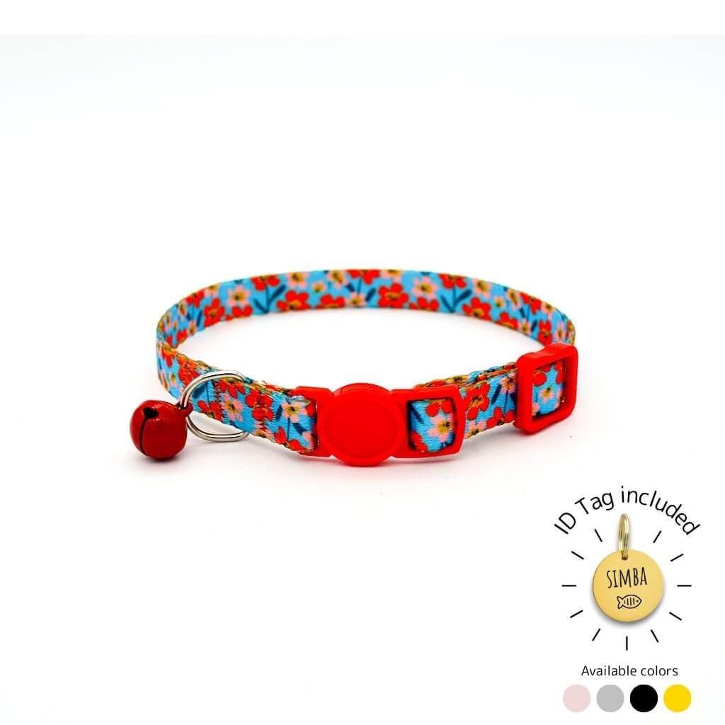 Cat Collar Breakaway - Flowers Designs with ID Tag