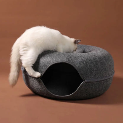 Interactive Donut Cat Bed Tunnel