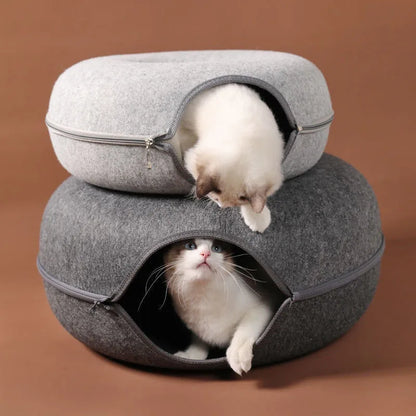 Interactive Donut Cat Bed Tunnel