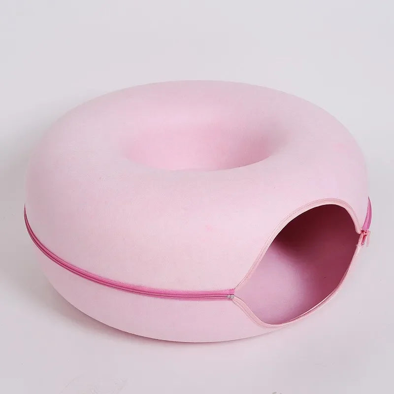 Interactive Donut Cat Bed Tunnel