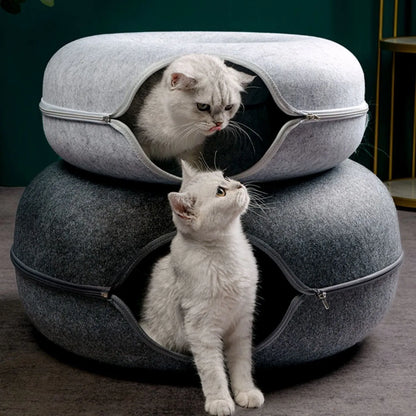 Interactive Donut Cat Bed Tunnel