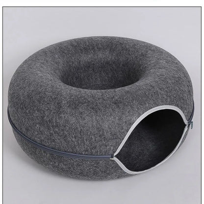 Interactive Donut Cat Bed Tunnel