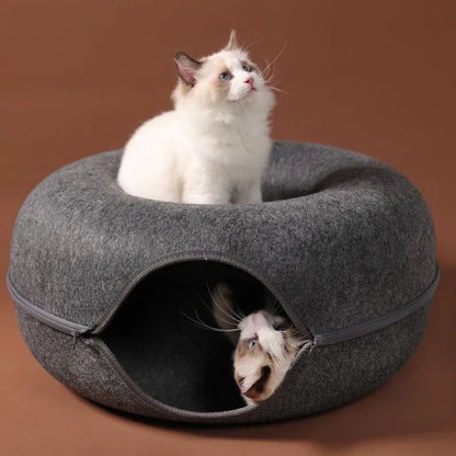 Interactive Donut Cat Bed Tunnel