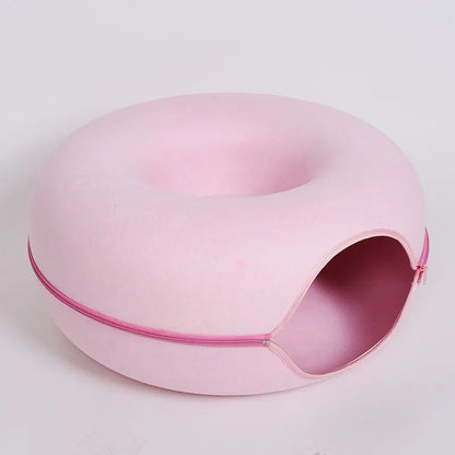 Interactive Donut Cat Bed Tunnel