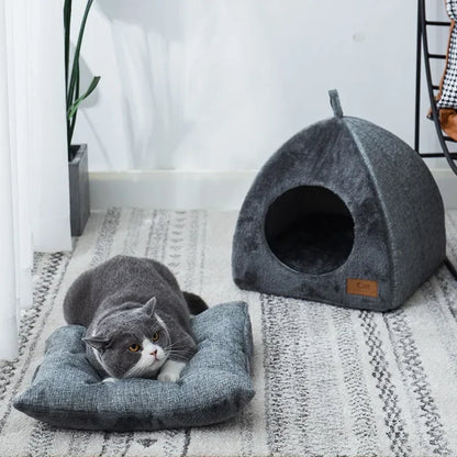 Cozy Triangle Cat Nest Closed Pet Bed