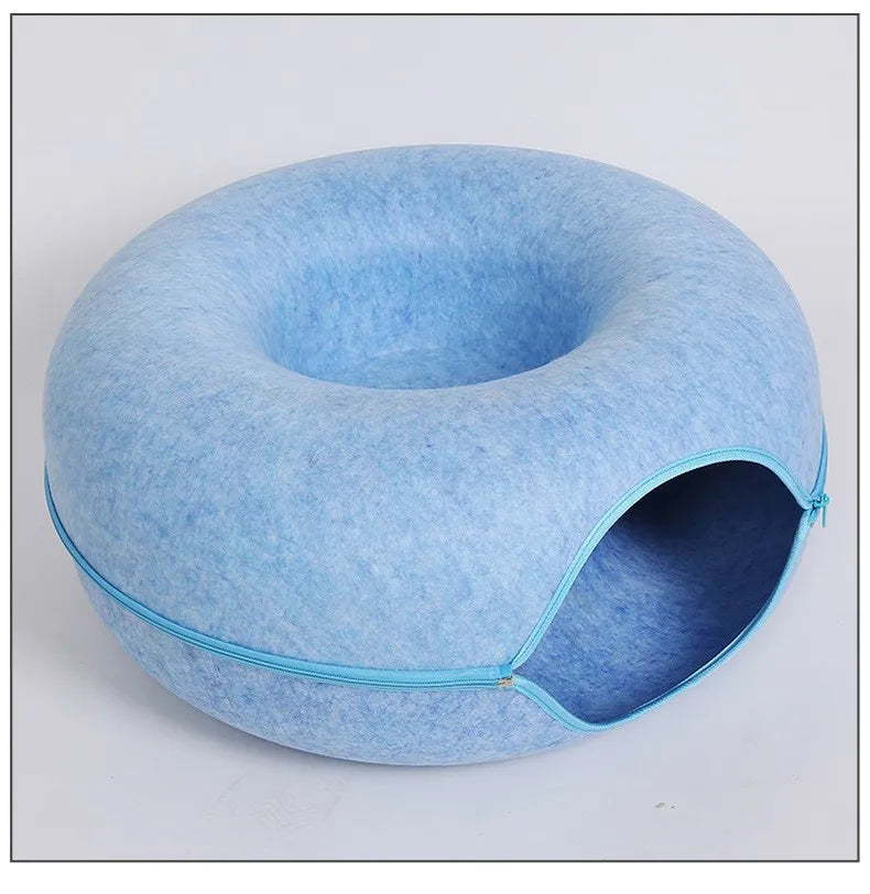 Interactive Donut Cat Bed Tunnel