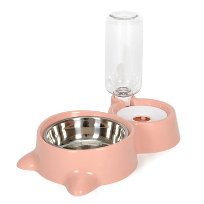 2-in-1 Cat Bowl & Automatic Water Dispenser