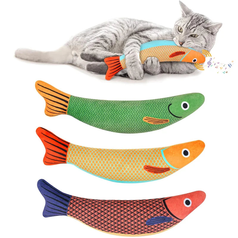 Interactive Cat Toy Plush Fish