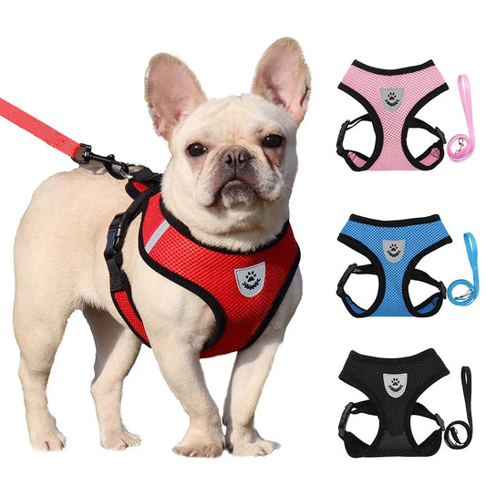 Adjustable Summer Pet Harness Leash Mesh Reflective Vest