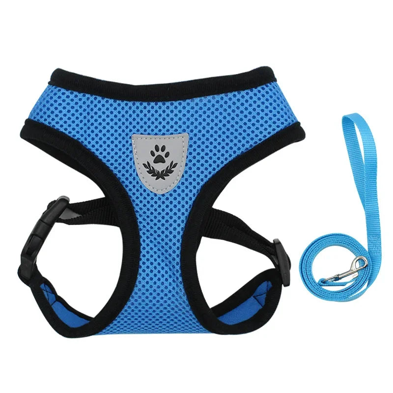 Adjustable Summer Pet Harness Leash Mesh Reflective Vest