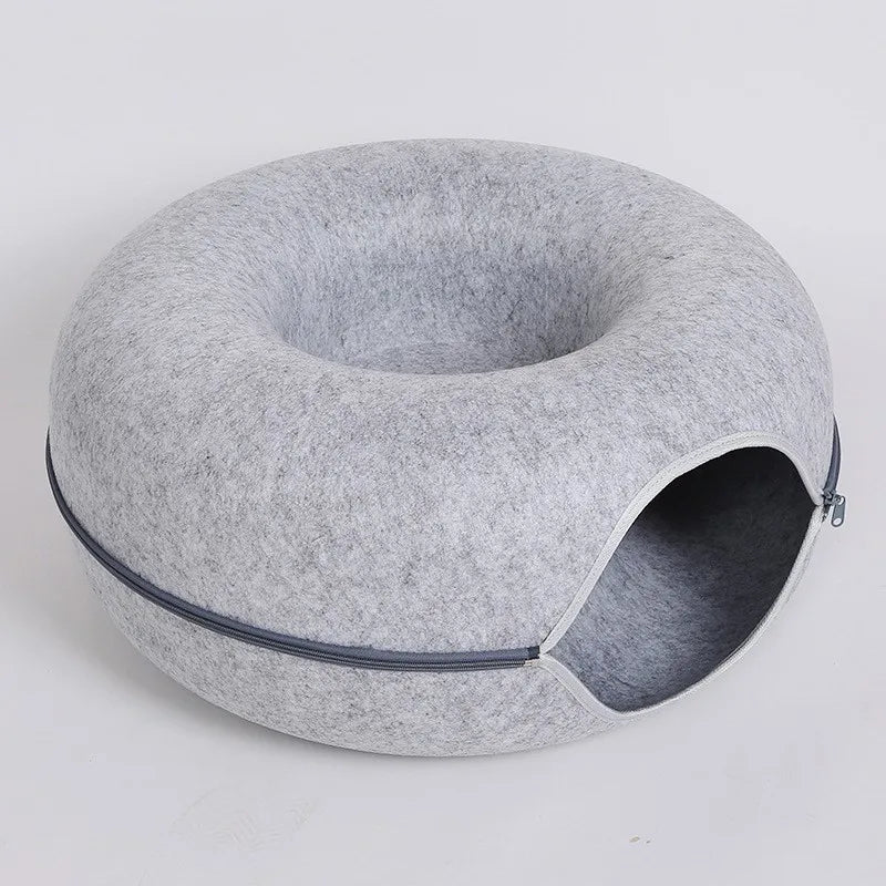 Interactive Donut Cat Bed Tunnel