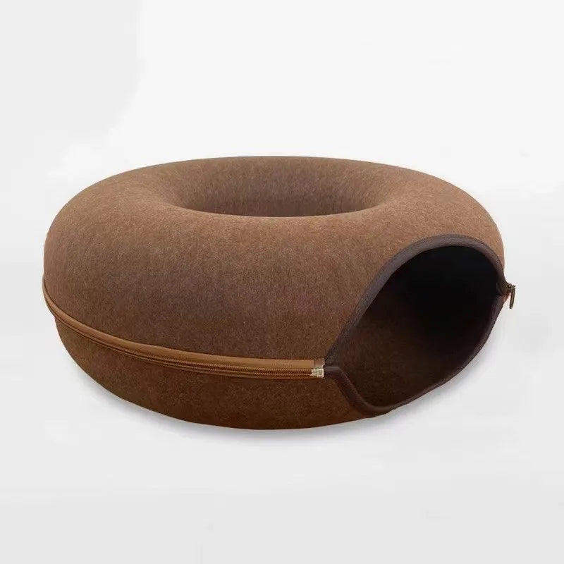 Interactive Donut Cat Bed Tunnel